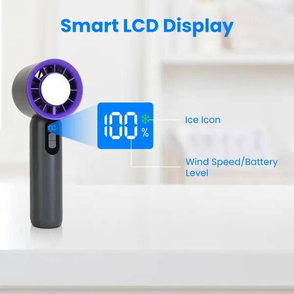 100-Speed Rechargeable Handheld Fan with Ice Cooler